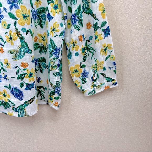 OLD NAVY Women’s Size XL Printed Linen-Blend Blouse Floral Multi - Picture 9 of 14